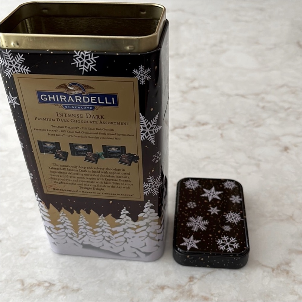 Ghirardelli Dark Chocolate Winter Holiday Collectible Tin Container Gift Box - Picture 7 of 14